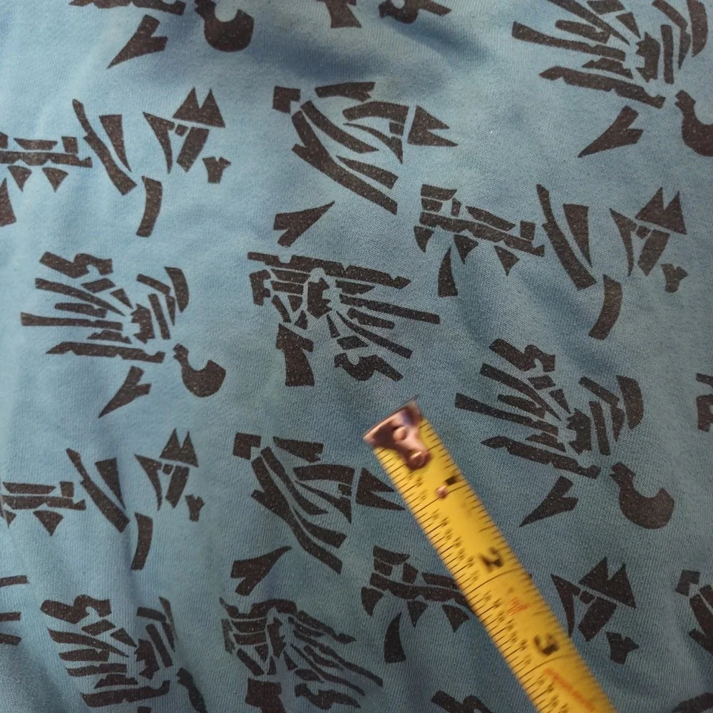 Vintage 80s Players Club Abstract‎ Print Sweatshirt Teal Blue Small AOP
